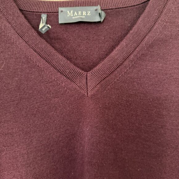 Maerz Muenchen Burgundy 100% Virgin Wool Sweater Men’s Preppy Old Money Sz 52 - Picture 8 of 9